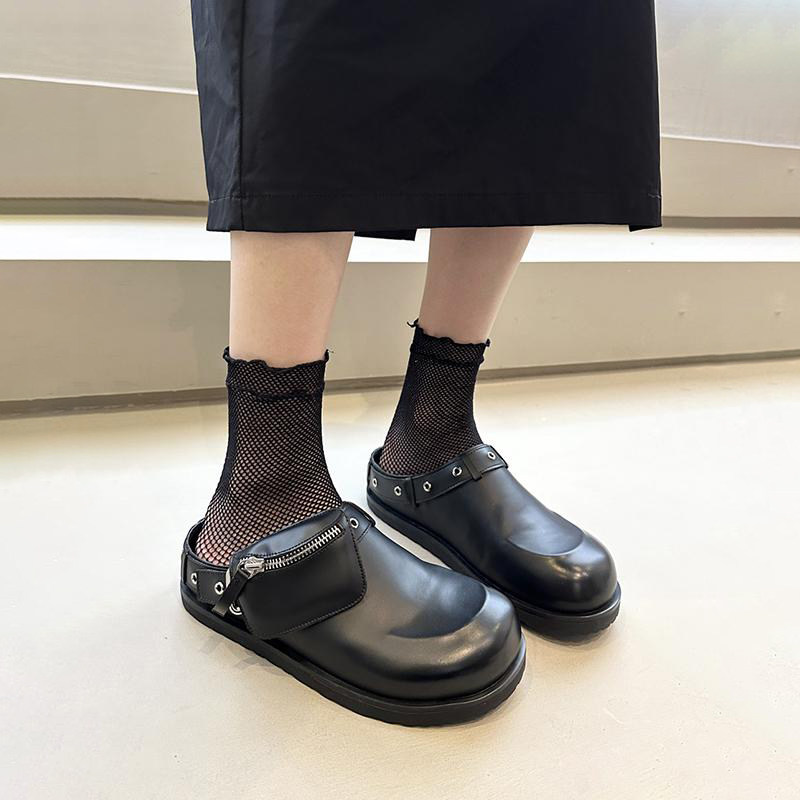 2025甜酷风+韩货小众真皮包头半拖鞋女外穿懒人一脚蹬勃肯鞋拖鞋,女鞋,包头拖,淘宝优惠券,粉丝福利购,淘宝优惠卷