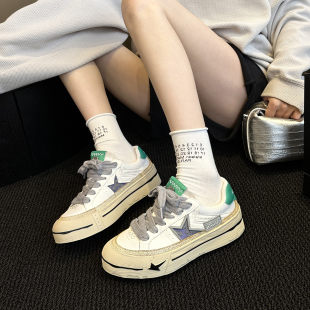 2026新款 女小白鞋 厚底做旧脏脏鞋 复古板鞋 星星鞋 WSWS｜东大门韩版