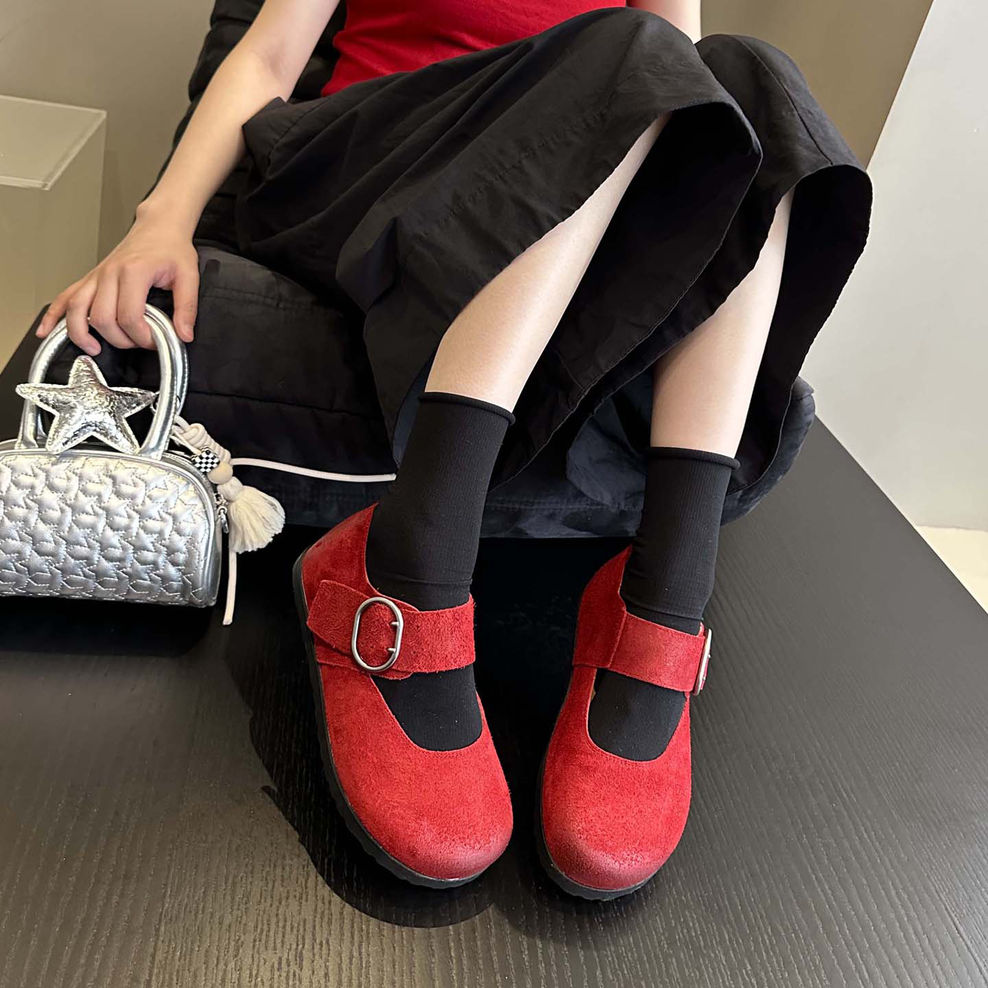 2025新款复古圆头一字扣玛丽珍鞋