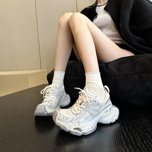 2025新款小众擦色增高厚底老爹鞋