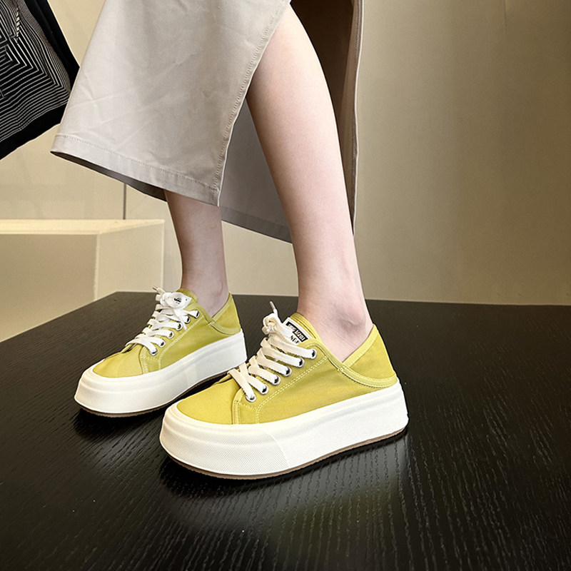 不闷脚2025新品+韩版薄款网纱透气休闲板鞋女夏季两穿踩跟小白鞋,女鞋,时尚休闲鞋,淘宝优惠券,粉丝福利购,淘宝优惠卷