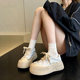 板鞋 个性 厚底小白鞋 女面包鞋 精品店 日系甜酷真皮擦色大头丑萌鞋