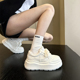 品质尖货 女不累脚软底板鞋 2026新款 欧货真皮轻便厚底增高小白鞋