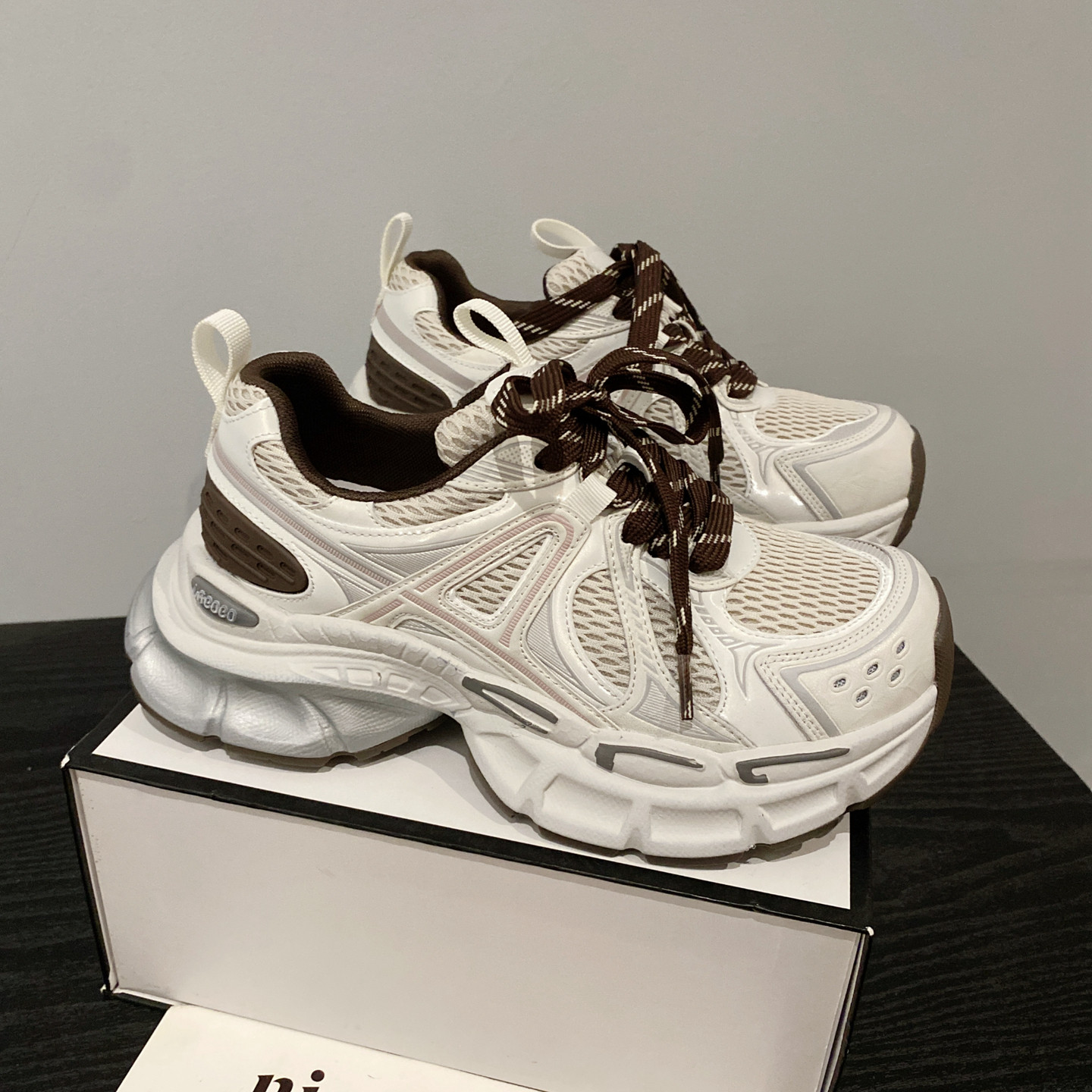 复古圆头系带老爹鞋女透气休闲鞋