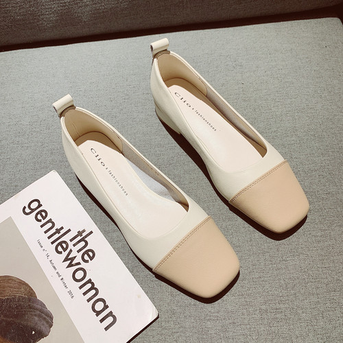 韩式春季新品温柔拼色瓢鞋