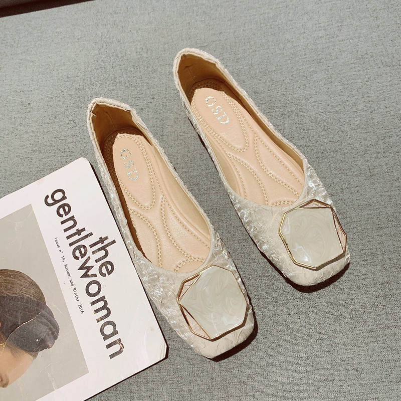 2025春夏新款粗跟单鞋女韩版气质晚晚风温柔鞋平底仙女大码女鞋,女鞋,浅口单鞋,淘宝优惠券,粉丝福利购,淘宝优惠卷