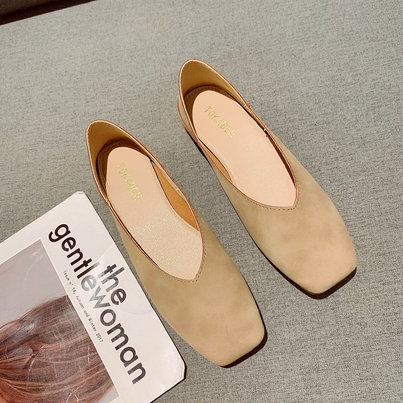 复古方头奶奶鞋女2025年新款韩版浅口软底舒适平底豆豆鞋两穿瓢鞋,女鞋,浅口单鞋,淘宝优惠券,粉丝福利购,淘宝优惠卷