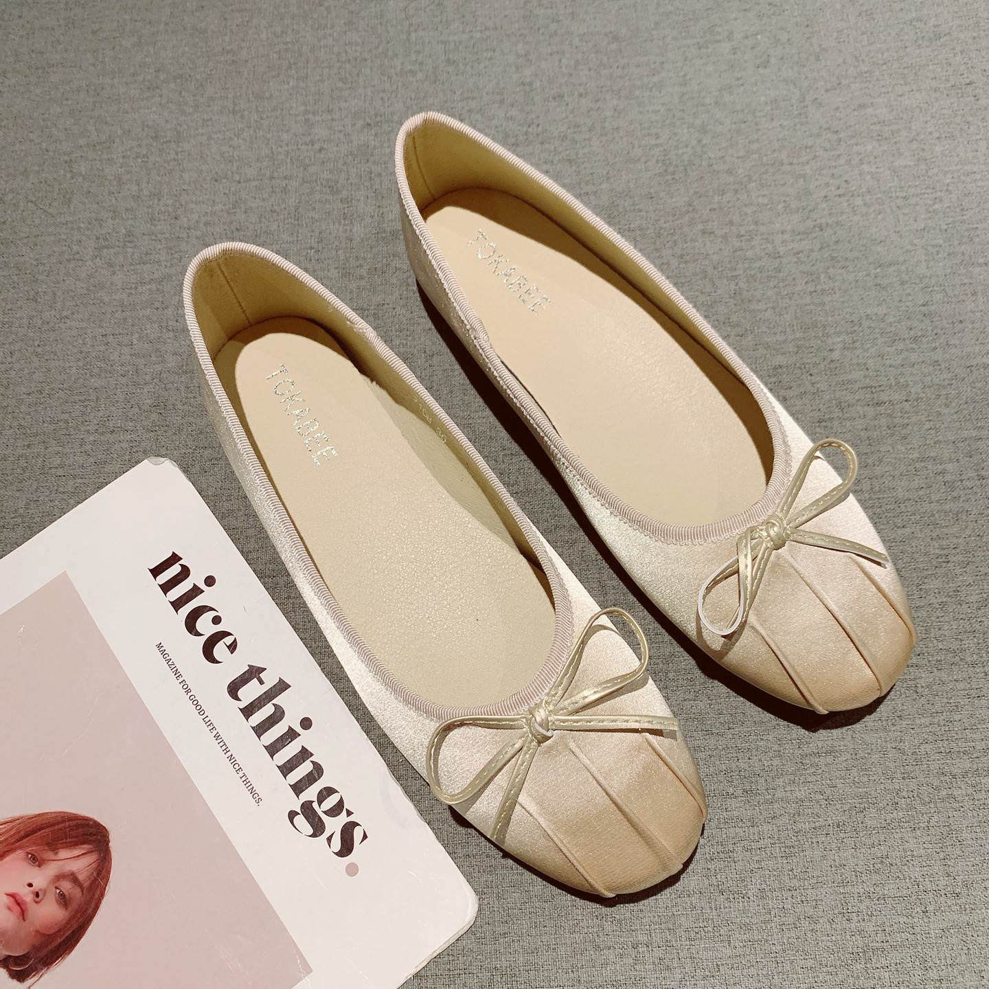 香风蝴蝶结一脚套平底单鞋女2026年新款简约百搭舒适软底豆豆鞋,女鞋,浅口单鞋,淘宝优惠券,粉丝福利购,淘宝优惠卷