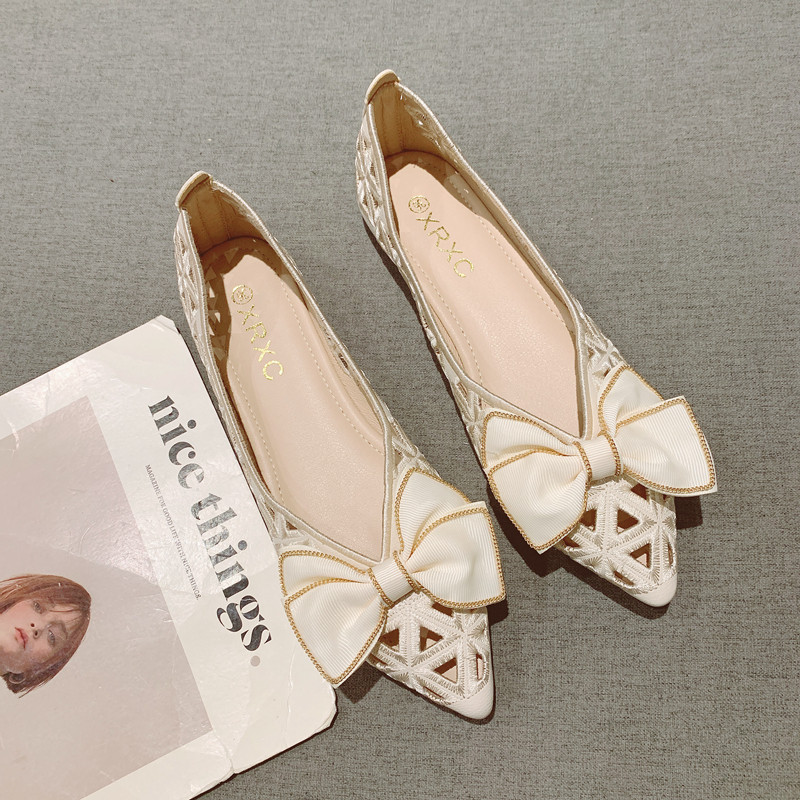 2025夏季新款韩版百搭镂空浅口尖头平底鞋舒适软底瓢鞋透气凉鞋女,女鞋,浅口单鞋,淘宝优惠券,粉丝福利购,淘宝优惠卷