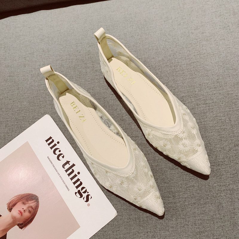 网纱透气浅口尖头显瘦平底单鞋女2025年新款一脚套软底通勤瓢鞋,女鞋,浅口单鞋,淘宝优惠券,粉丝福利购,淘宝优惠卷