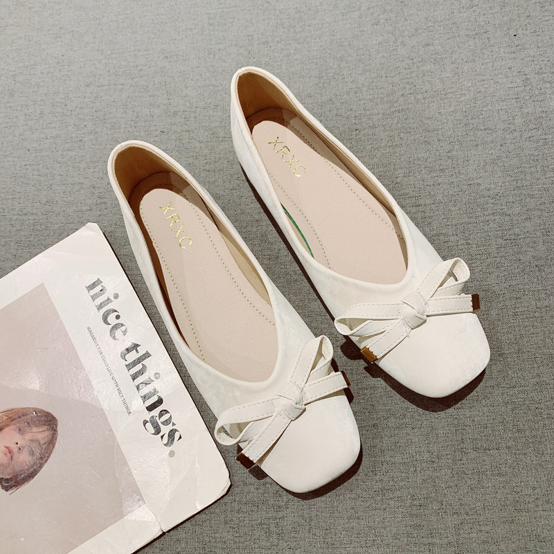 2025年新款蝴蝶结装饰简约百搭舒适软底豆豆鞋女一脚套平底单鞋,女鞋,浅口单鞋,淘宝优惠券,粉丝福利购,淘宝优惠卷