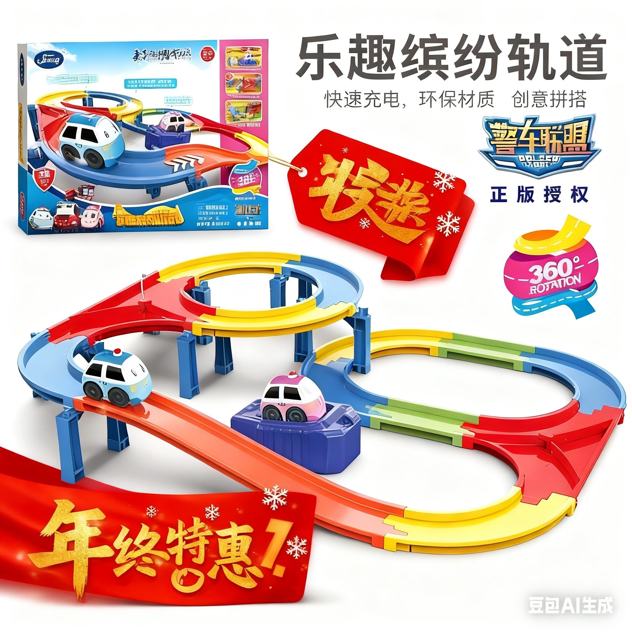 涛乐趣彩虹奇趣轨道儿童益智玩具汽车DIY思维训练智力电动小火车