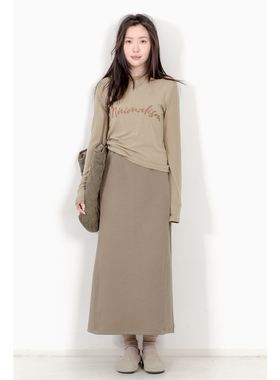 KNgs 春季复古风设计感小众正肩字母刺绣修身显瘦长袖圆领T恤女