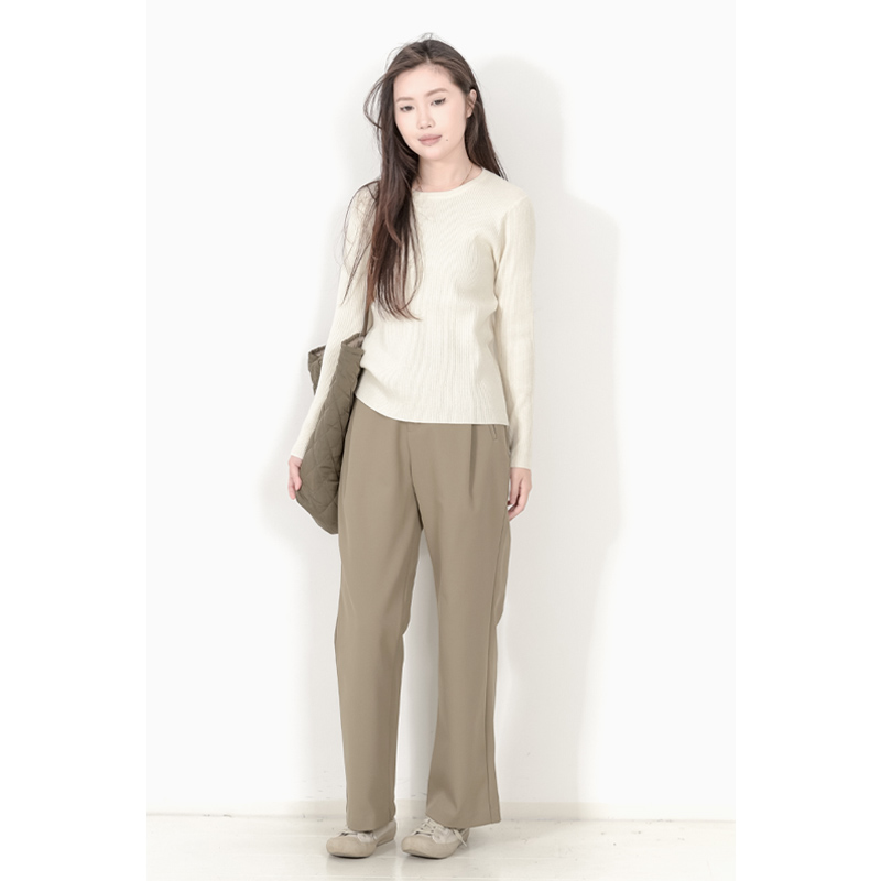 针织套头圆领纯色针织衫