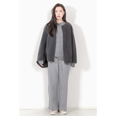 冬季 休闲裤 简约松紧腰宽松加绒针织窄版 KNgs 阔腿裤 直筒裤 女长裤