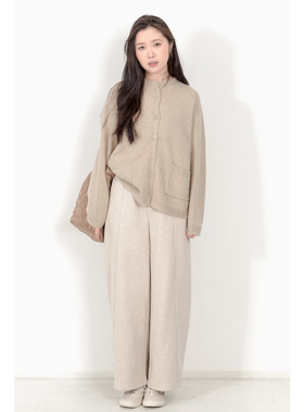 KNgs 春季新品复古风文艺宽松圆领纯色羊毛针织衫开衫外套女