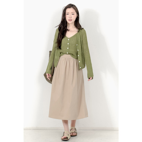 天丝亚麻镂空针织吊带开衫两件套