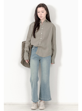 KNgs 春秋复古风显瘦高腰蓝色弹力小直筒微喇九分牛仔裤女