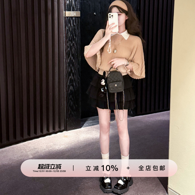 YIKOwowmiu系中袖针织短款上衣