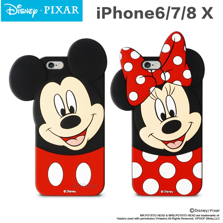 米奇米妮适用苹果7情侣手机壳iPhone6/X/8plus/max软胶套挂绳女款