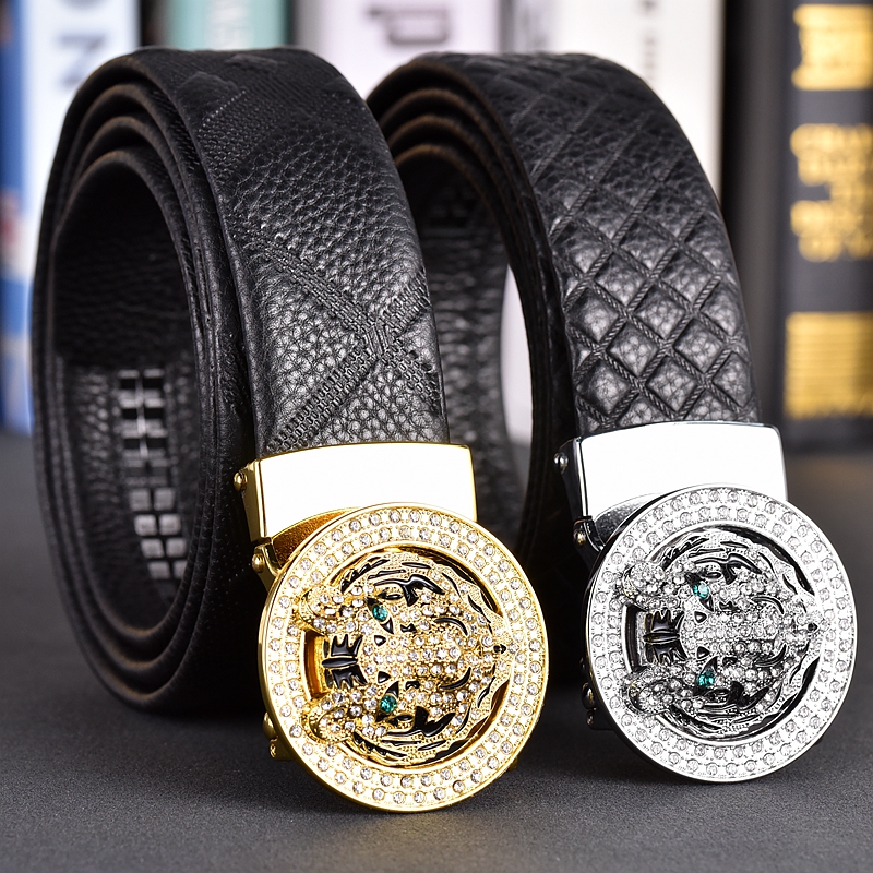 美杜莎无头皮带真皮爱马男仕打孔百搭配LV扣头裤带纯牛皮腰带男士