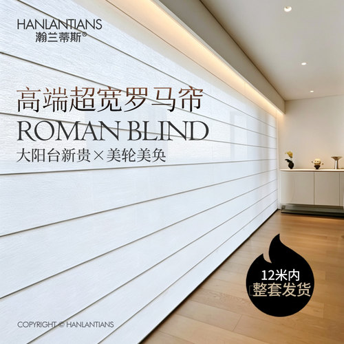 瀚兰蒂斯高端超宽巨宽罗马帘升降帘窗帘透光不透景电动定制宽12米
