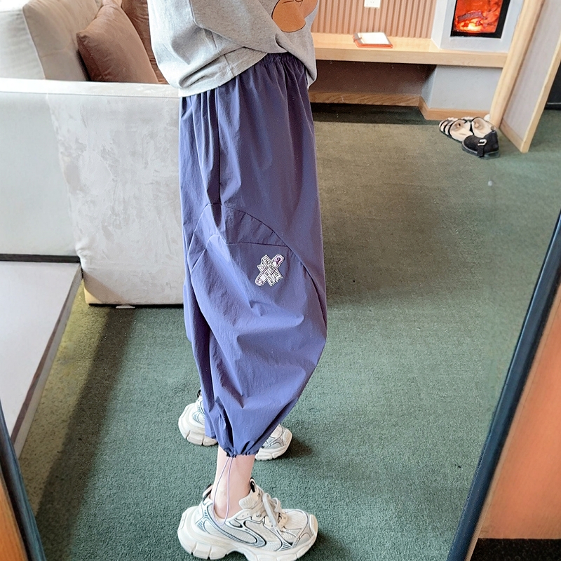 AMYOYOJA夏新款 梨形福音超藏肉松紧腰廓形裤脚抽绳休闲气球裤女