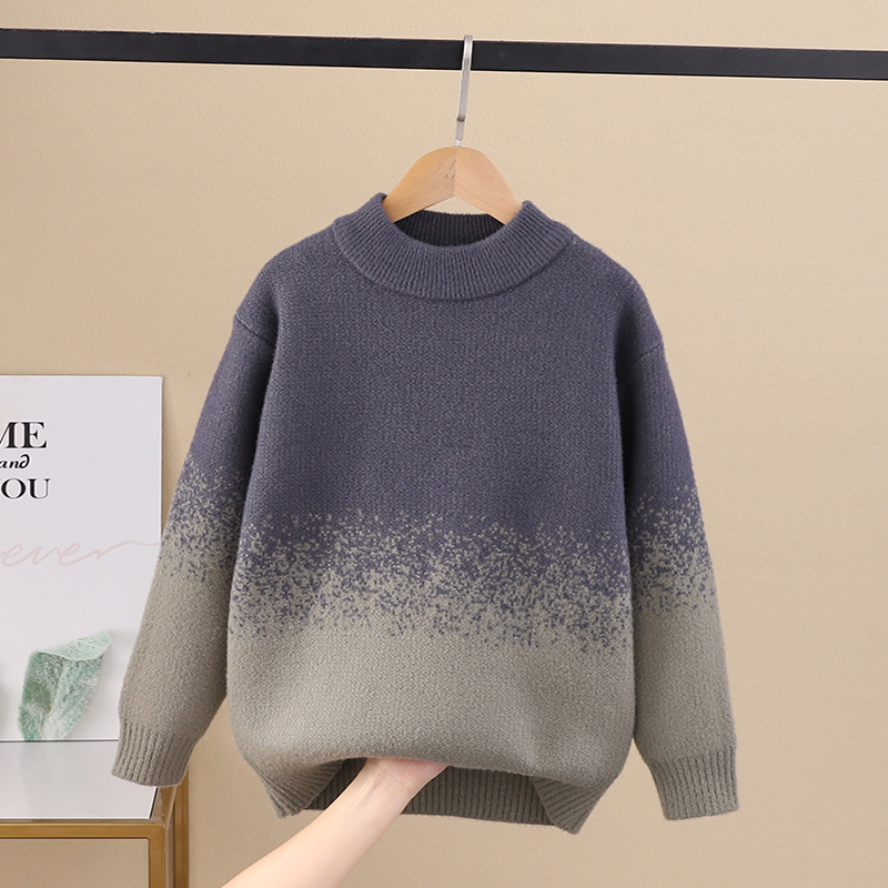 男童儿童毛衣中大童针织打底衫加厚不起球秋冬2025新款渐变男孩装