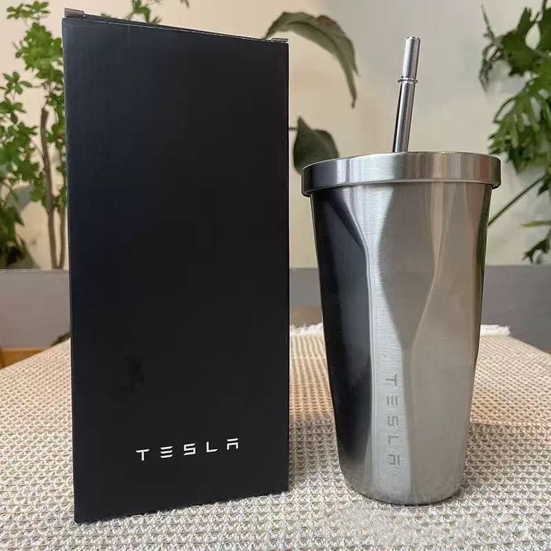 特斯拉双层不锈钢吸管杯礼品杯厂保冷/保温杯