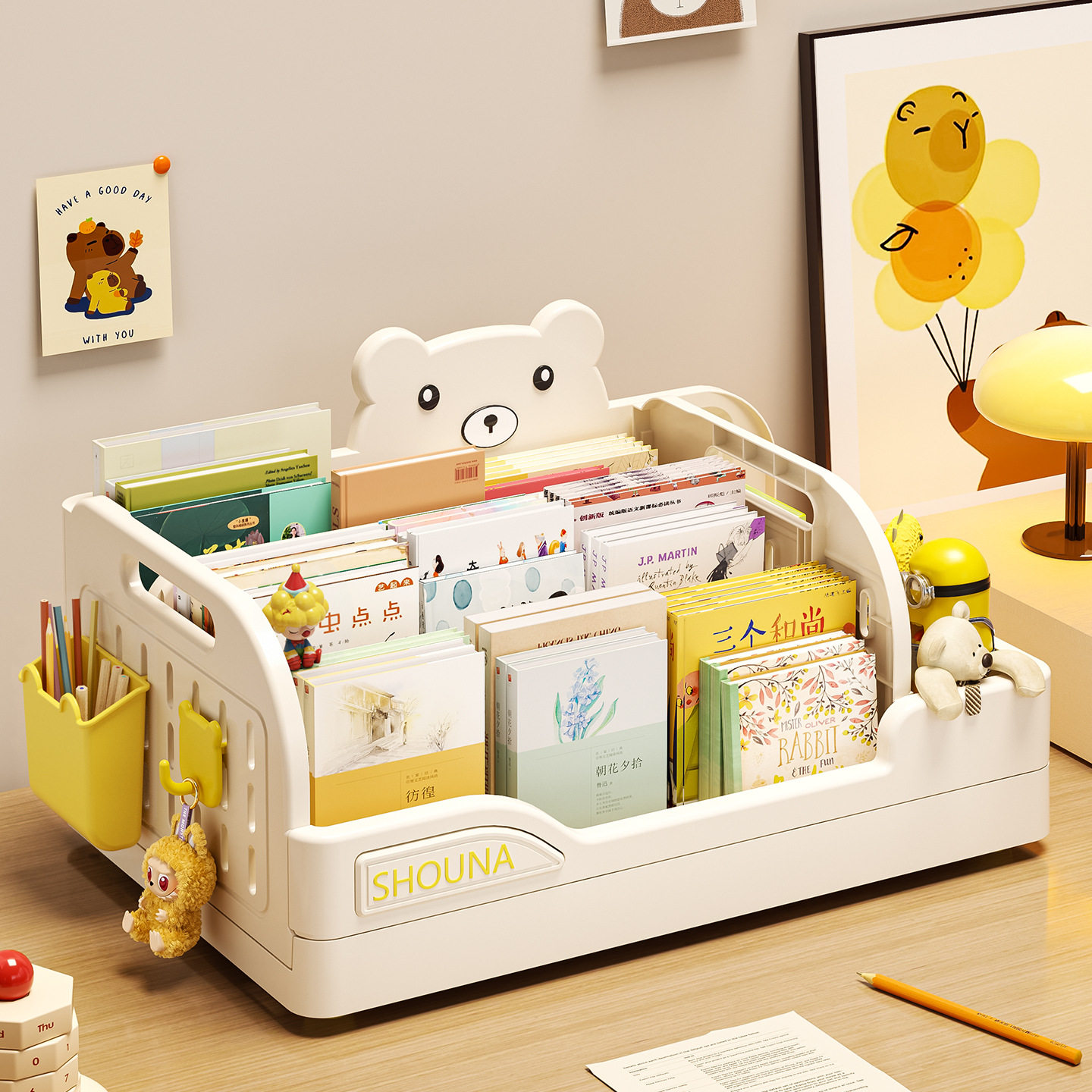 儿童绘本收纳架桌面简易小型飘窗书柜卡通可爱宝宝阅读书本置物架
