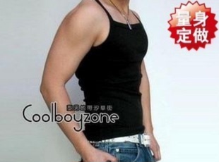 韩版男士性感黑色细吊带背心窄边无袖细带打底坎肩吸汗窄带汗背心