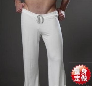 男士N2N版低腰白色运动裤休闲宽松长裤 丝柔家居裤男款外系带裤子