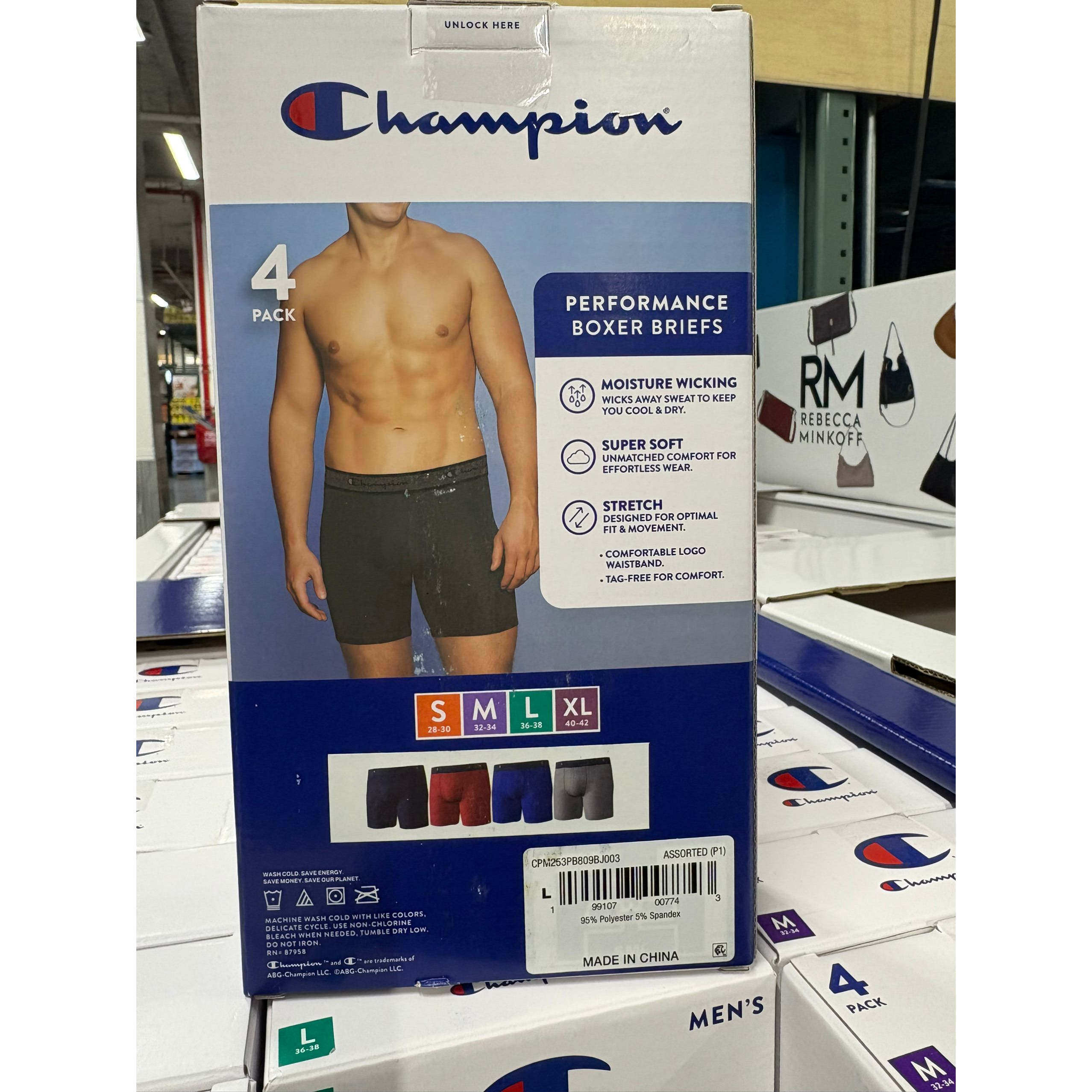 美国直邮 Champion男士平角内裤舒适弹力透气新款时尚四角裤4条