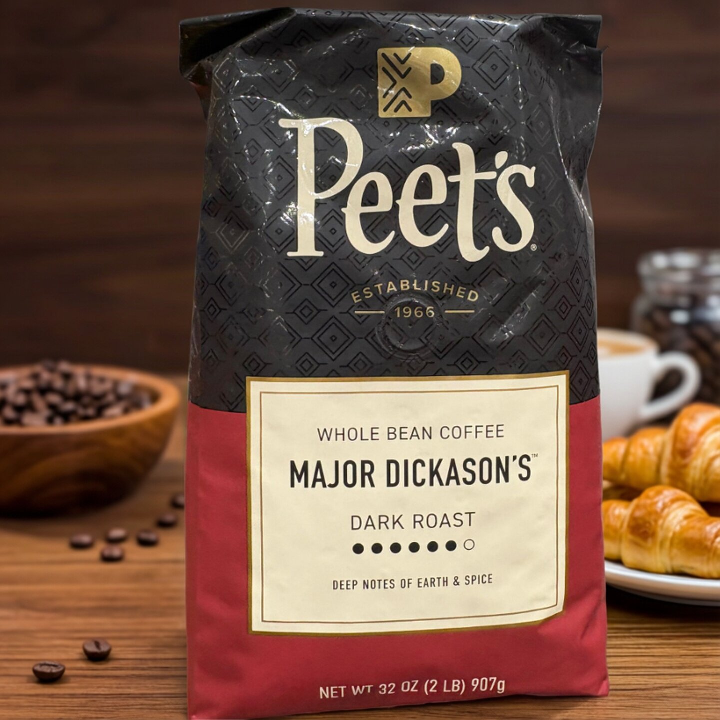 现货 美国皮爷Peet's招牌深度烘焙Dark Roast 907g咖啡豆26年12月