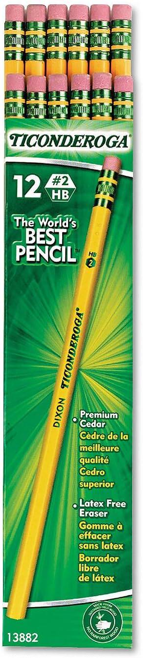 美国直邮正品Dixon Ticonderoga六角形黄杆HB带橡皮铅笔 96支