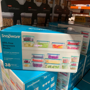 美国代购 Snapware无BPA防漏密封塑料食品保鲜盒38件