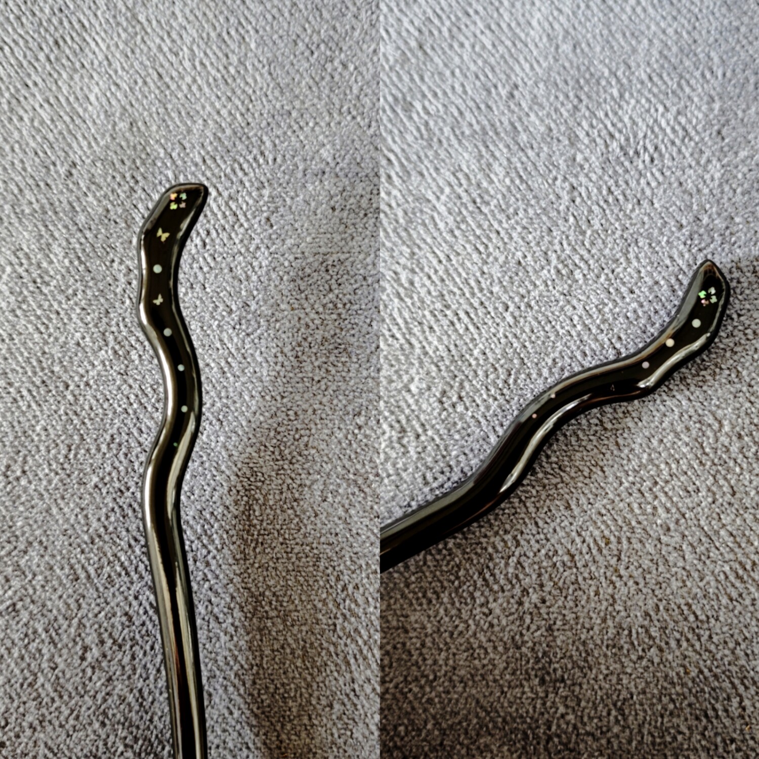 大漆器技艺 纯手工双面螺钿 简约中式高级感百搭 黑檀木盘发簪子