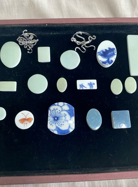 明代清代 青花单色釉 古瓷老瓷片首饰 戒指吊坠胸针耳环Diy原材料