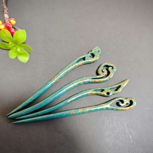 天然大漆发簪子 紫光檀木 纯手工犀皮漆 新中式高级感 复古风头饰