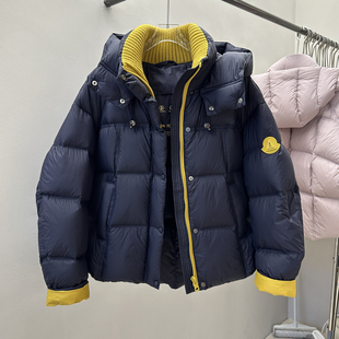 90白鸭绒撞色连帽加厚短款羽绒服女2025冬季新款休闲宽松时尚外套