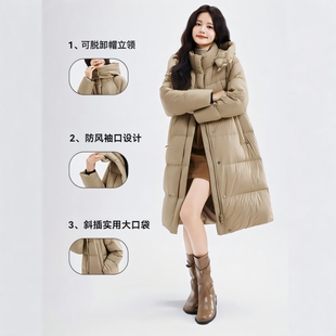雪中飞2025冬季可脱卸帽泡芙零压宽松长款羽绒服女宽松加厚外套