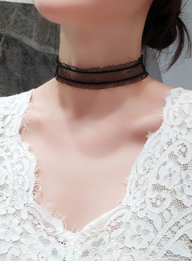 原创雪纱韩版短款项圈锁骨链