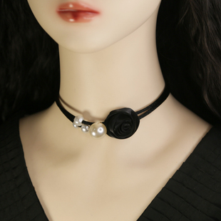 泡泡珍珠高级项链玫瑰花朵锁骨颈链choker小香风脖子项圈新款配饰