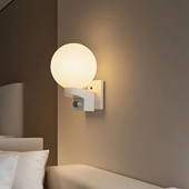 可控硅手动旋扭调光变光免布线插座式 卧室客厅高亮球罩壁灯 免安装