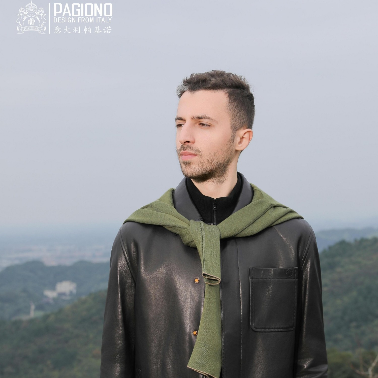 【绵羊皮】PAGIONO秋冬季男士绵羊皮皮衣休闲翻领夹克外套