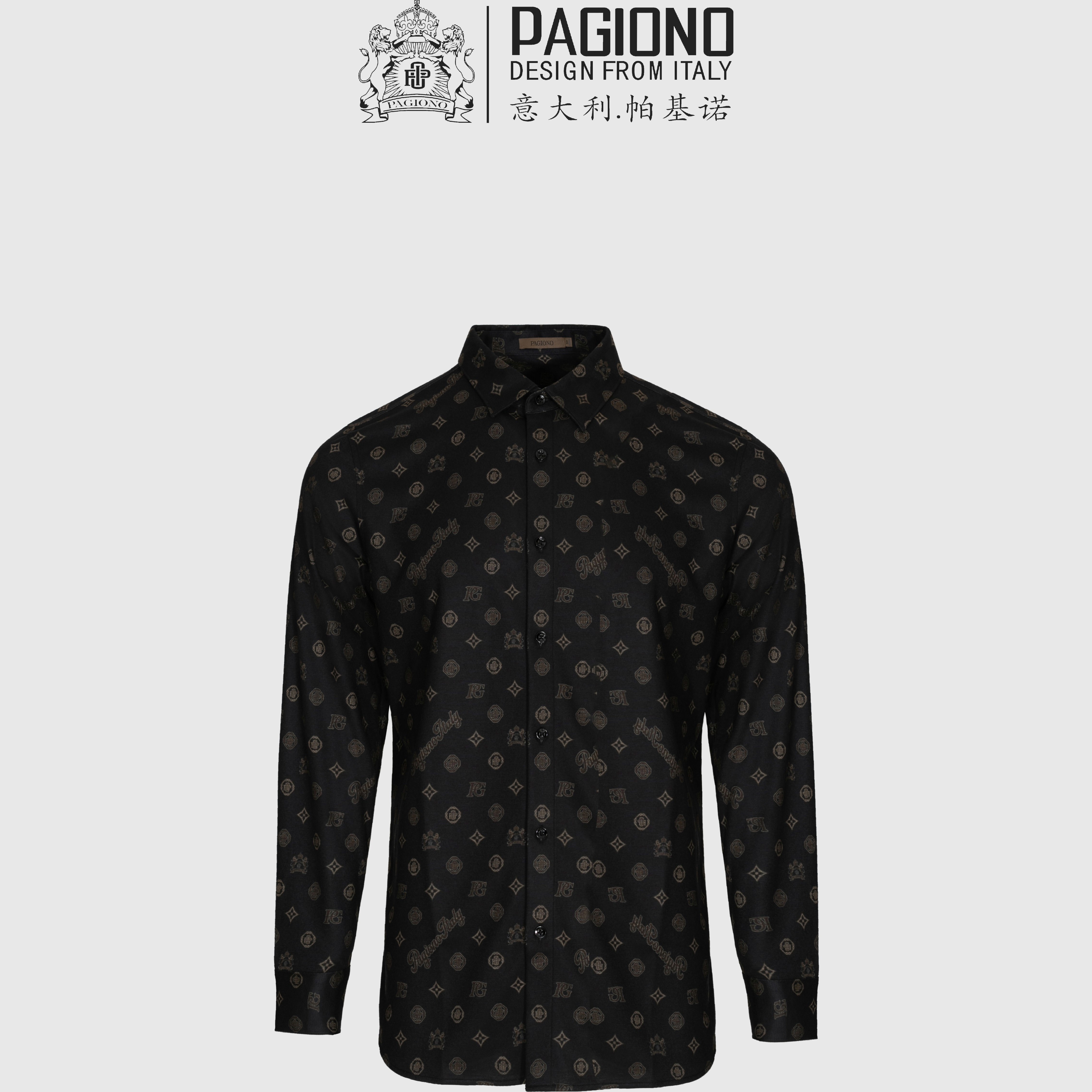 帕基诺经典乱花时尚毛呢修身衬衫