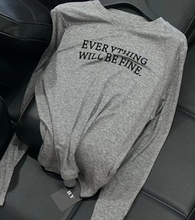 内搭正肩打底衫 无帽印花显瘦修身 ins 圆领百搭复古秋款 纯棉长袖