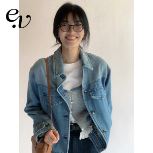 原创设计感高级翻领牛仔外套女早秋新款 休闲时髦 Vintage Even