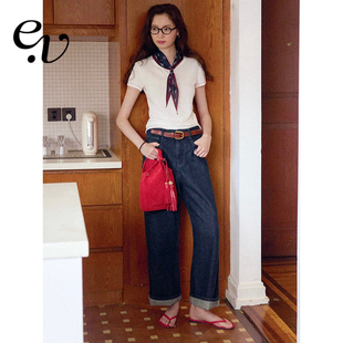 Vintage 新款 重磅神裤 复古蓝高腰直筒百搭休闲牛仔裤 经典 Even