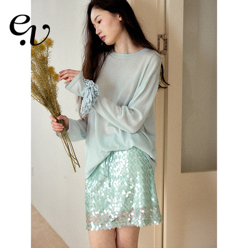 Even Vintage| 绵羊毛混纺 柔雾感轻薄宽松透视松弛感长袖T恤早春